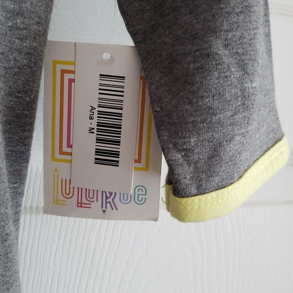 LulaRoe Ana Long Grey with Yellow Trim Medium - Picture 3 of 3